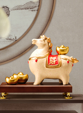 马到成功新中式陶瓷高端马摆件