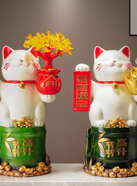 新中式节节高升招财猫摆件