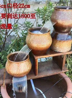古法生态养鱼循环流水陶罐庭院水循环落地创意流水造景摆件[66]