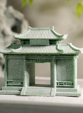 青砂石盆景造景摆件创意微景观大门牌坊摆设假山流水装饰小配件