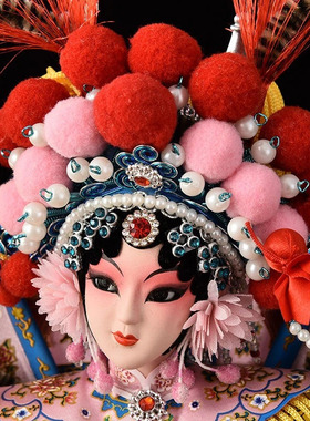 新中式京剧绢人穆桂英摆件手办中国特色礼物送外国人玄关书柜装饰