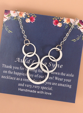 亚马逊热卖爆款 新款不锈钢项链 祝福卡片 圆圈吊坠款式