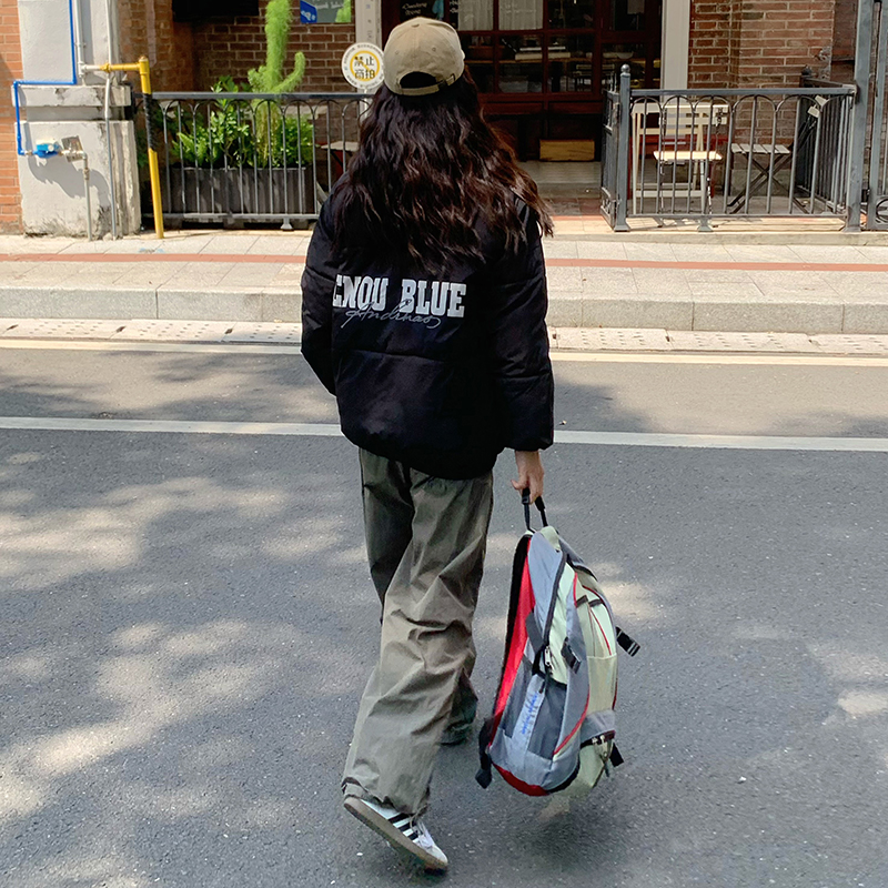 孕妇装美式高街羽绒棉服冬季新款宽松孕妈假两件加厚棉衣棉袄外套 - 图3