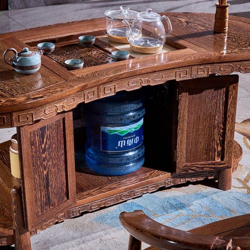 王木匠 鸡翅木茶台腰型茶桌 功夫茶几组合 实木红木中式明清古典 - 图2