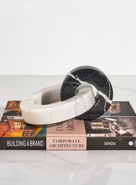 轻奢简约大理石环抽象摆件结婚情侣电视柜茶几创意桌面家居装饰品