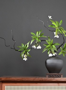 侘寂风中式陶瓷花瓶摆件枯藤假花客厅玄关酒店装饰品餐桌仿真花盆