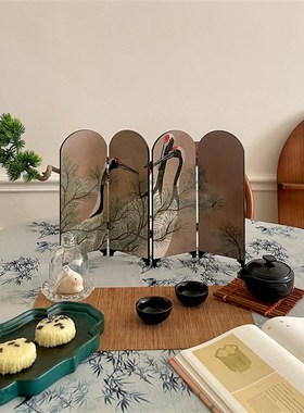 加安加丽日式桌面拱形小屏风摆件复古家居装饰品漆器艺术工艺礼品