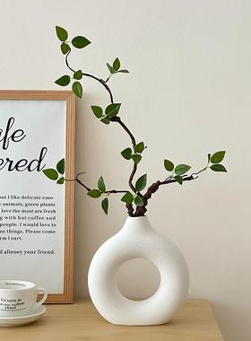 高级感小众彷真绿色植物桌面摆件彷真花花瓶客厅插花轻奢电视柜装