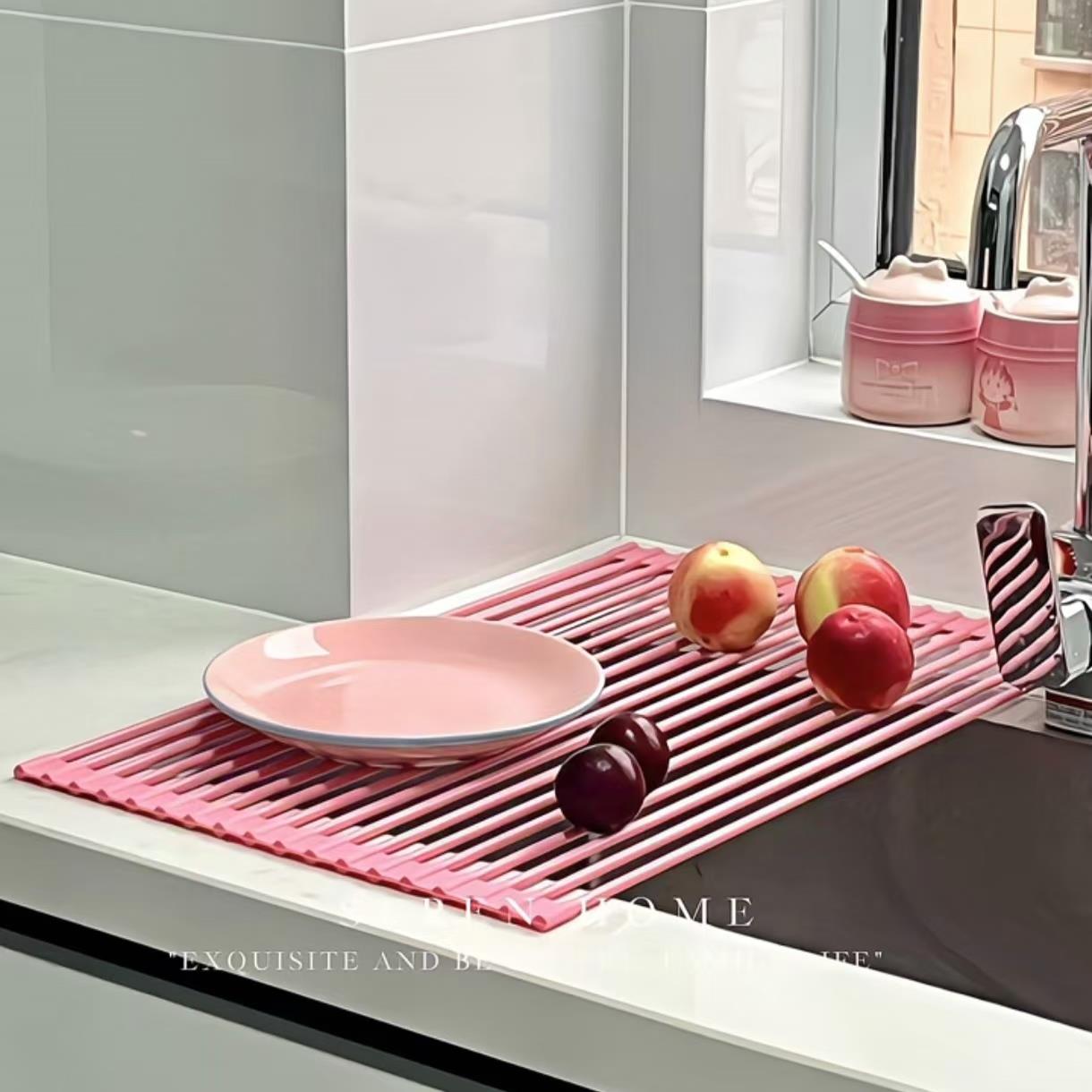 厨房水槽沥水架碗碟盘收纳架洗碗槽水池碗架可折叠防滑置物架简约 - 图1