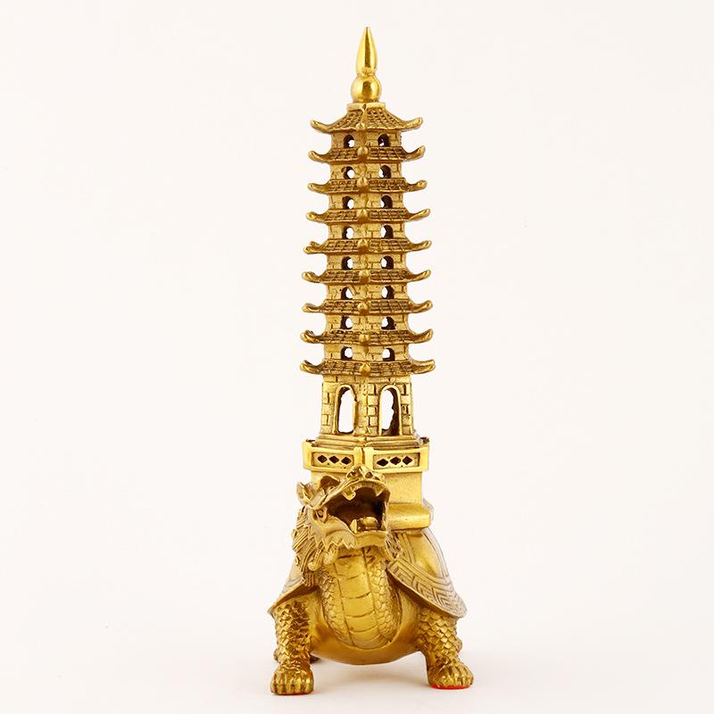 黄铜龙龟文昌塔摆件铜龟塔9层 金属工艺品摆件 - 图0