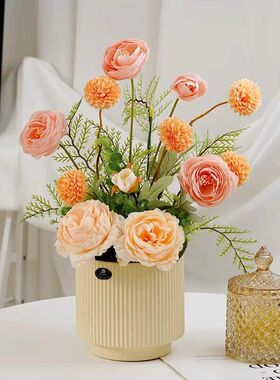 牡丹仿真花假花客厅装饰摆设餐桌玫瑰花插花干花花束室内绢花摆件