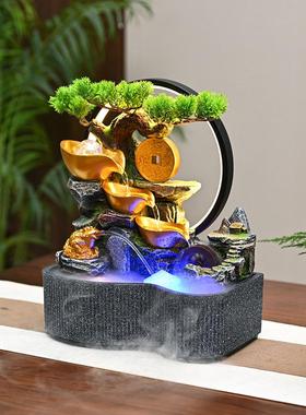 假山招财流水摆件循环水景办公室客厅桌面风水轮装饰开业乔迁送礼