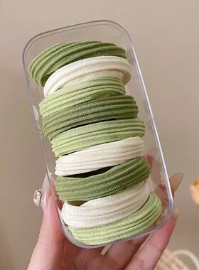 加粗加厚!复古高弹力橡橡皮筋发绳日韩ins发圈抹茶绿高级不塌马尾