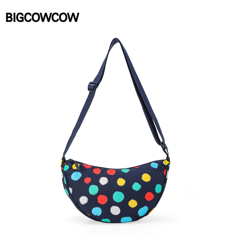 BIGCOWCOW/大牛牛波点月牙马鞍包韩国ins小众可爱饺子包单肩斜挎,淘宝优惠券,粉丝福利购,淘宝优惠卷