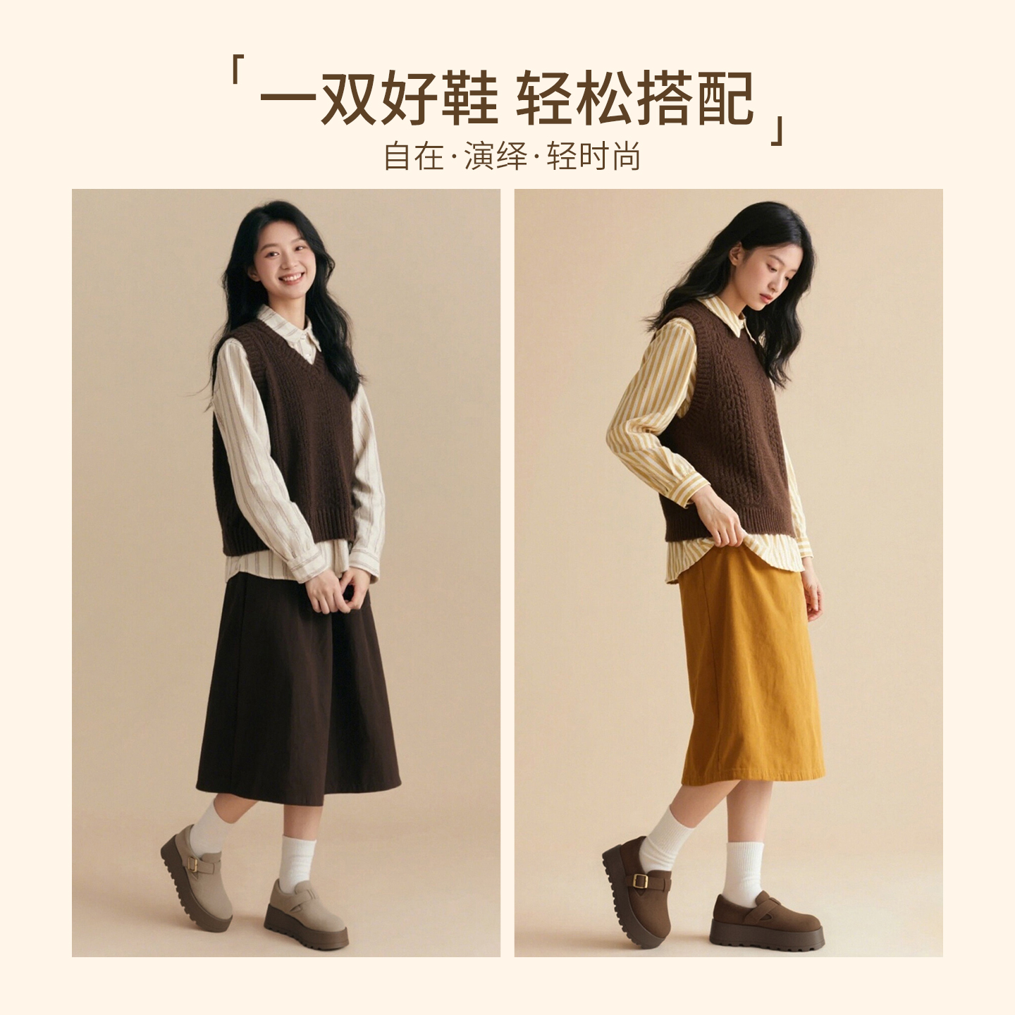 厚底勃肯鞋女2025秋冬新款加绒保暖毛毛棉鞋一脚蹬懒人松糕雪地靴 - 图3