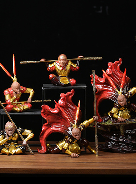 白瓷斗战胜佛齐天大圣孙悟空禅意灯圈摆件家居玄关客厅酒柜装饰品