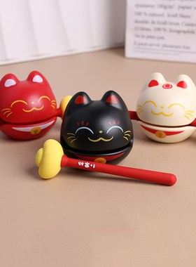 猫咪木鱼摆件一敲烦恼全消可爱解压礼物桌面招财柴犬狗狗办公室