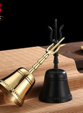 道家佛家法器道士铃纯铜抛光三叉铃三清铃铛手摇铃法铃铜铃铛