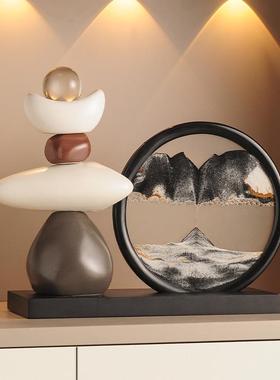 时来运转流沙画 画摆件客厅电视柜酒柜玄关轻奢高档办公室轻奢装