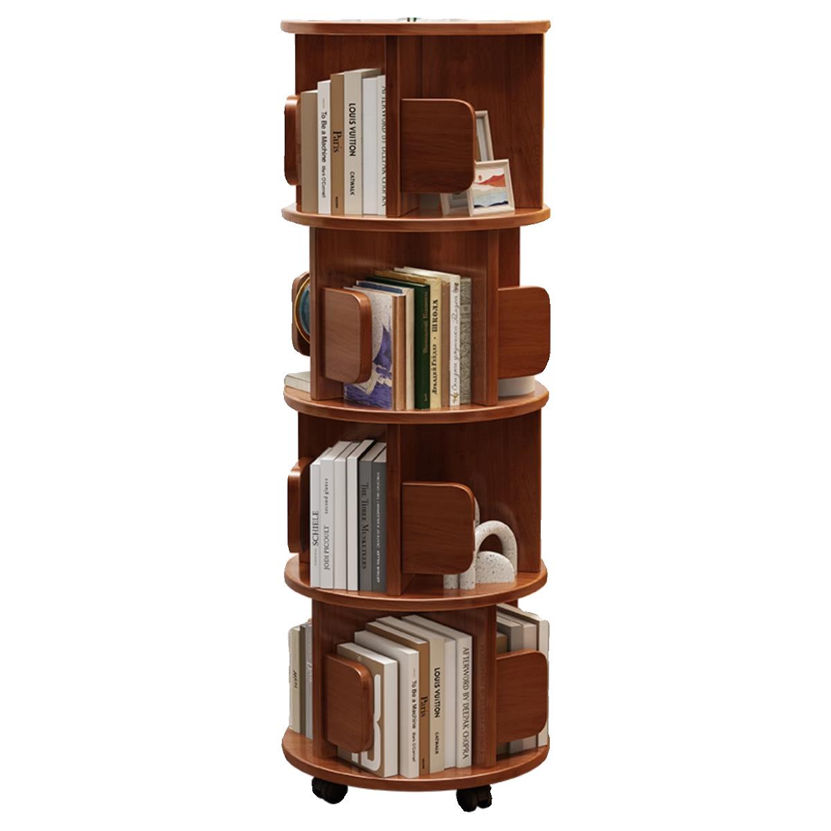 实木可旋转移动书架落地置物架家用简约走廊过道不占地方的书架子 - 图3