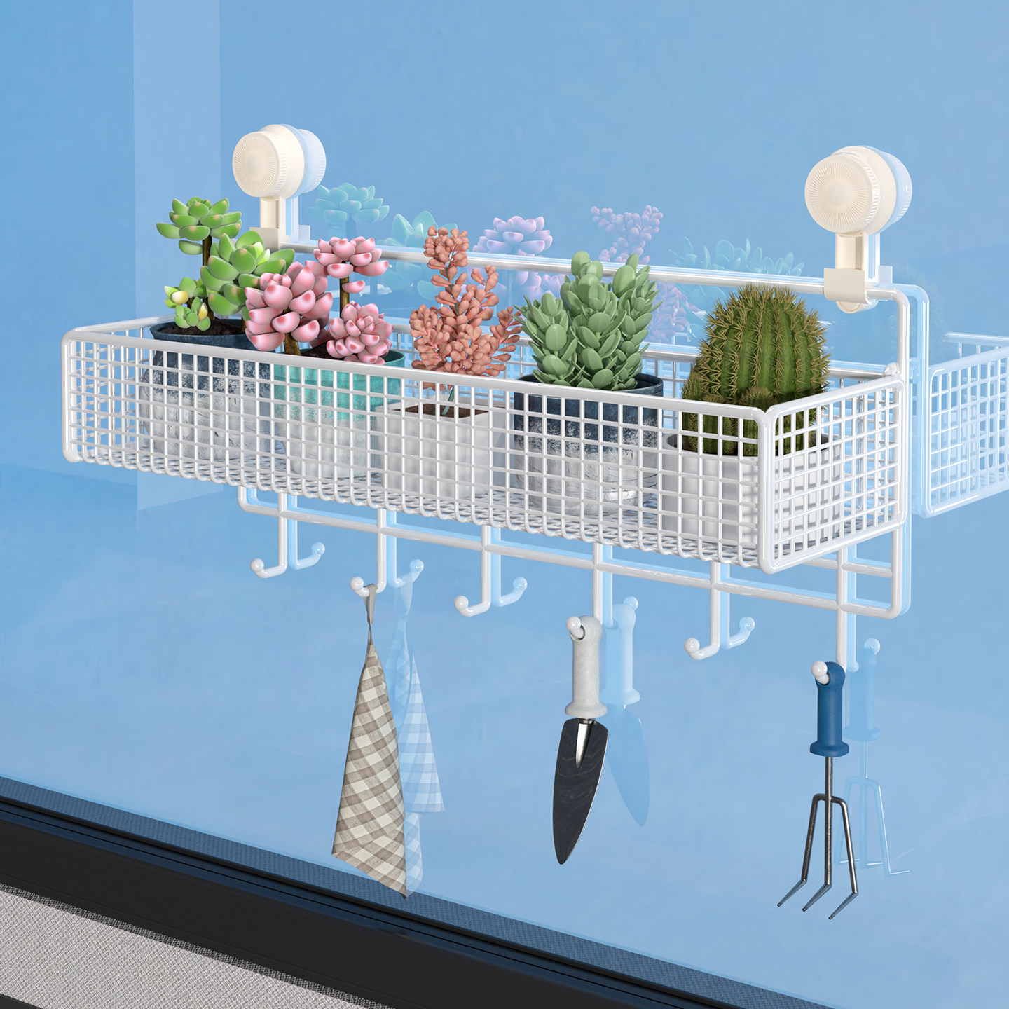 阳台吸盘置物架墙上免打孔壁挂式花架挂篮架多肉绿萝花盆收纳架,淘宝优惠券,粉丝福利购,淘宝优惠卷