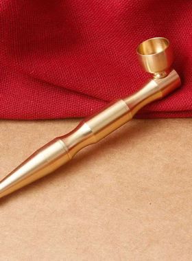 黄铜烟斗过滤两用烟袋锅子迷你创意便携黄铜旱烟杆双用锅可拆洗