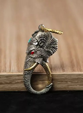 黄铜白铜大象弹簧汽车钥匙扣挂件吉祥如意腰饰箱包背包饰品快挂扣