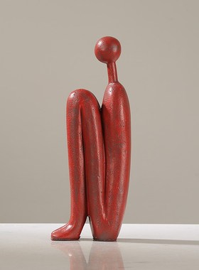 现代简约圆头火柴人树脂抽象摆件客厅玄关装饰品样板间博古架摆设