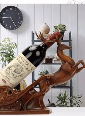创意酒柜装饰品麋鹿红葡萄酒酒架摆件电视柜客厅隔断迁居新居礼物