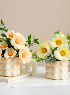 2025新款仿真洋牡丹艺术盆栽家居装饰客厅假花精致小巧绿植摆件