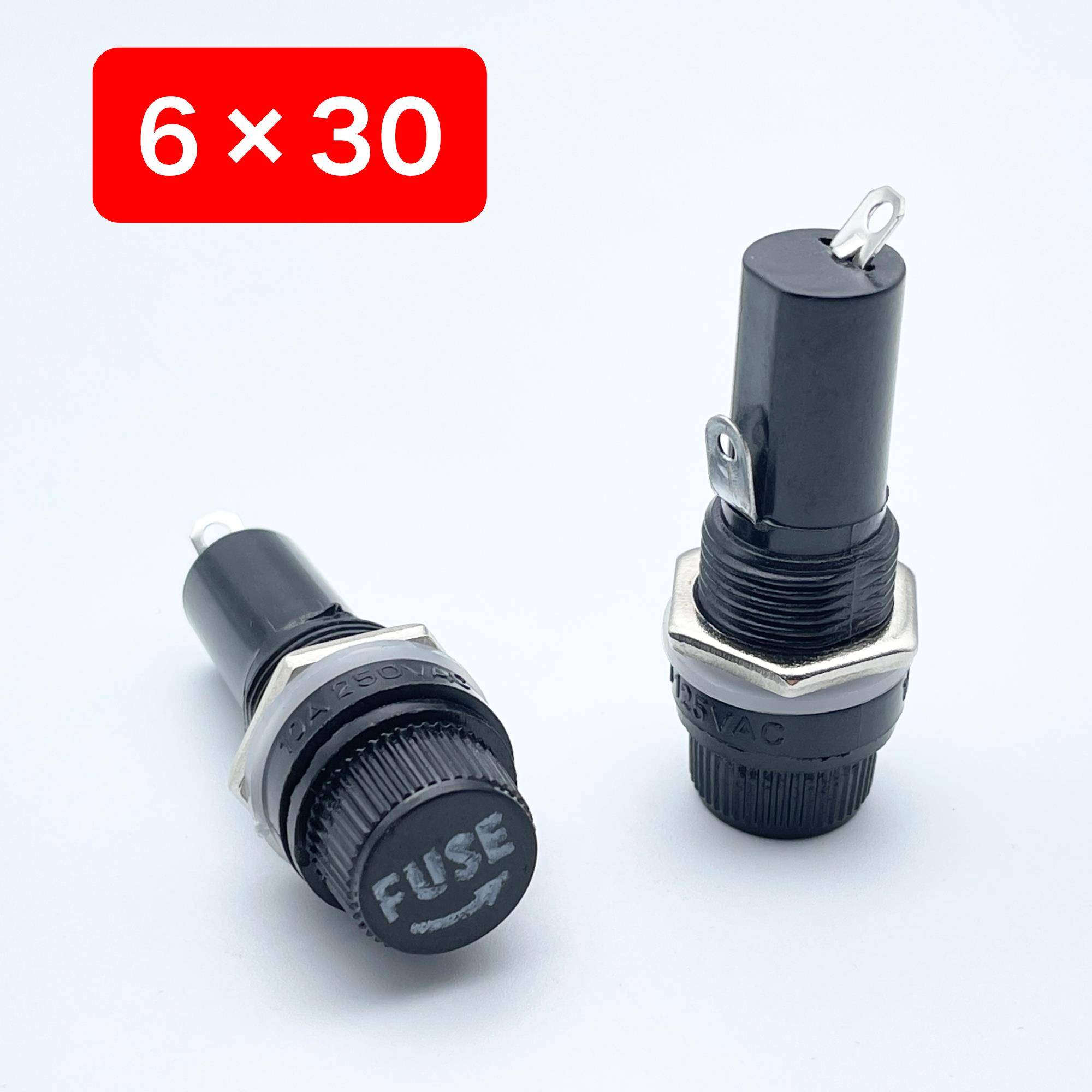 5×20保险丝座6×30保险管座FUSE黑色 MF527 MF528十字12mm熔断器 - 图1