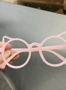 少萝眼镜装饰拍照眼镜架子颜值猫耳时尚大框眼镜女儿童镜