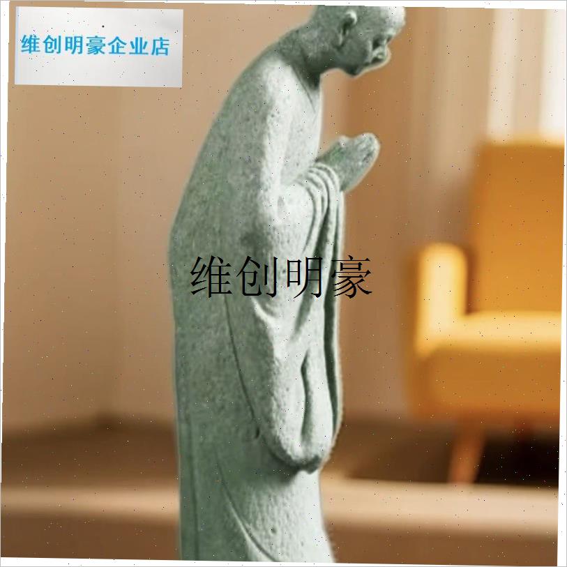 l青石茶几小和尚许愿和尚礼物和尚摆件花K盆鱼缸假山庭院桌面禅意 - 图2