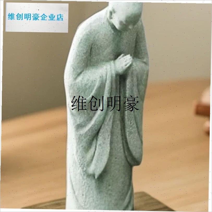 l青石茶几小和尚许愿和尚礼物和尚摆件花K盆鱼缸假山庭院桌面禅意 - 图0