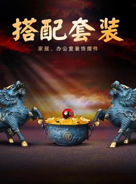 《风火麒麟》铜麒麟摆件一对 招财家居客厅办公室店铺装饰工艺礼