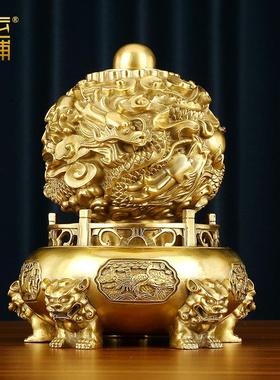 黄铜九转乾坤鼎摆件中式家居玄关办公室装饰品摆设开业乔迁礼品