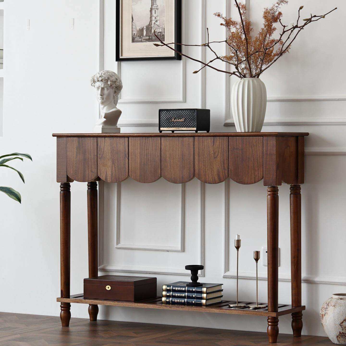 美式复古实木餐边柜茶水柜入户玄关台简约靠墙桌子门厅条案玄dω,淘宝优惠券,粉丝福利购,淘宝优惠卷