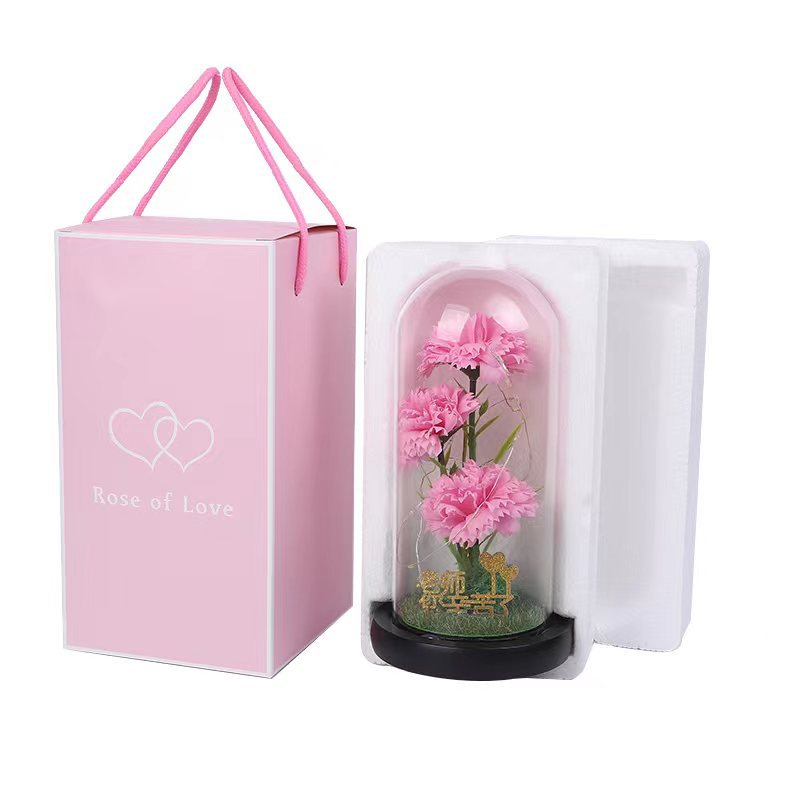 永生花玻璃灯罩康乃馨礼盒 教师节 七夕节礼物 送老师 送女友花束