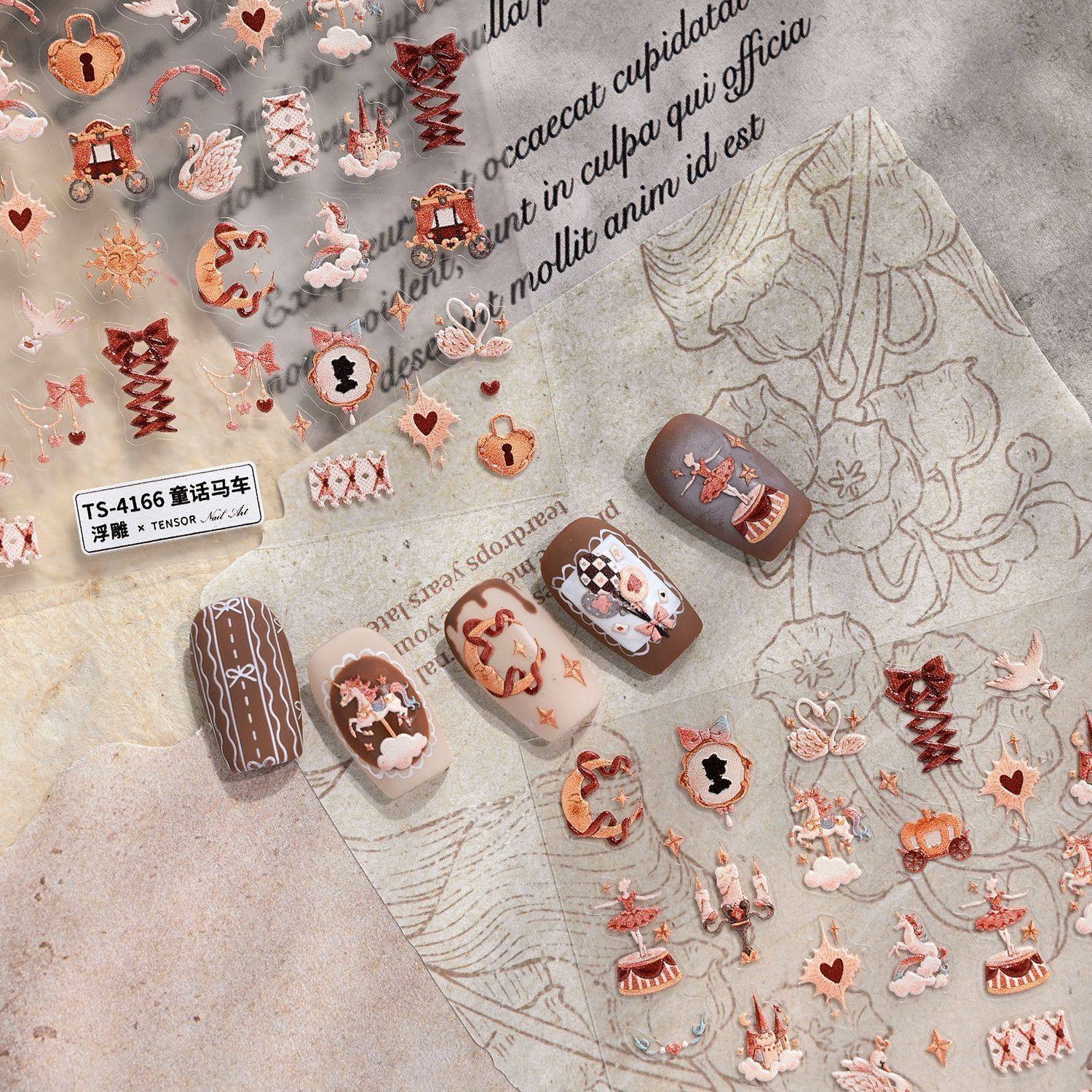 新款复古巴洛克小兔浮雕美甲贴纸童话马车马戏团兔兔diy笔杆水杯,淘宝优惠券,粉丝福利购,淘宝优惠卷