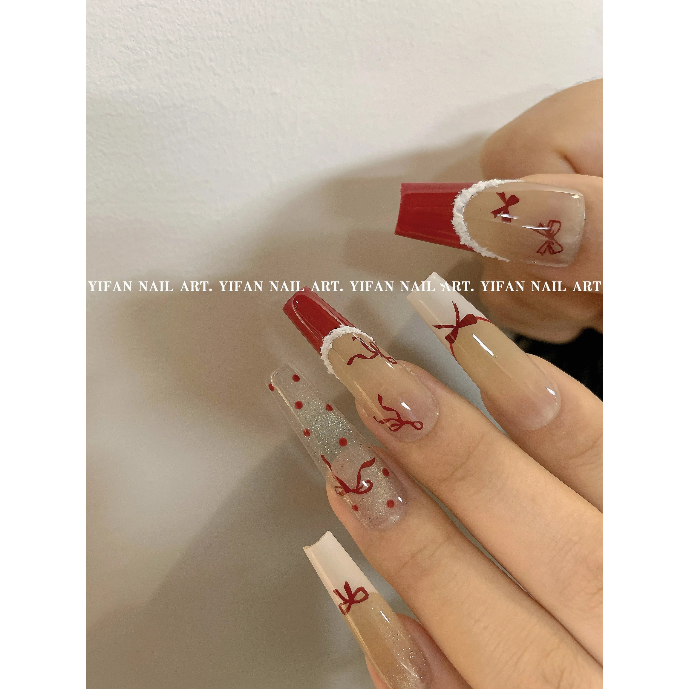 新年纯欲高级感红色飘带蝴蝶结防水美甲贴纸diy圣诞节节日喜庆,淘宝优惠券,粉丝福利购,淘宝优惠卷