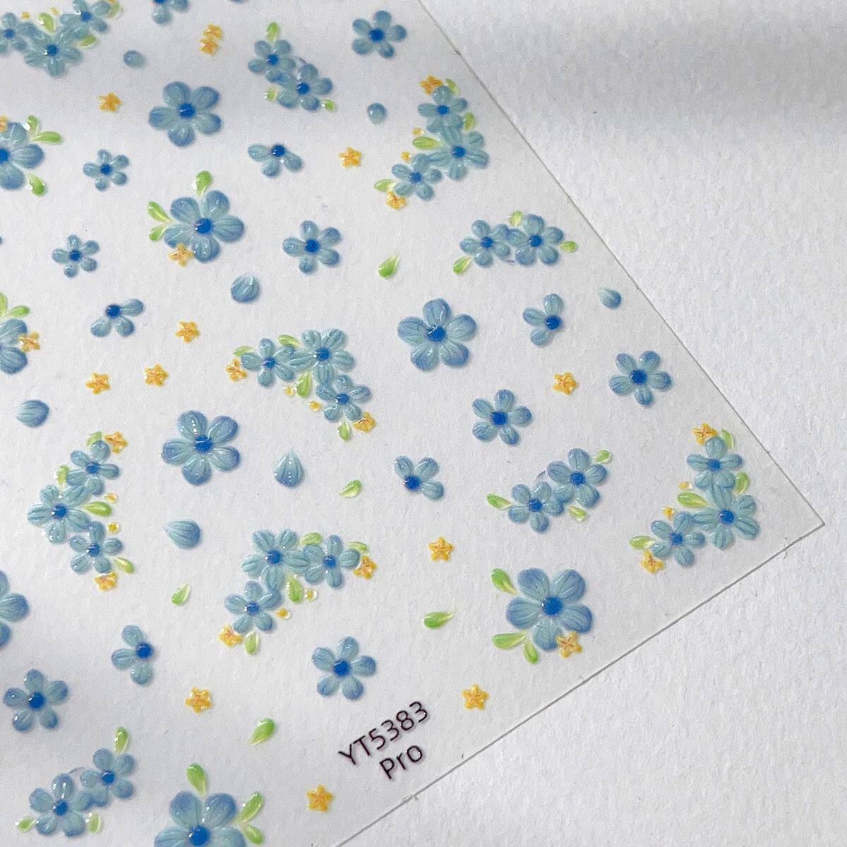 夏日蓝色小花美甲贴纸小红书爆款高级感小清新立体浮雕指甲装饰品,淘宝优惠券,粉丝福利购,淘宝优惠卷