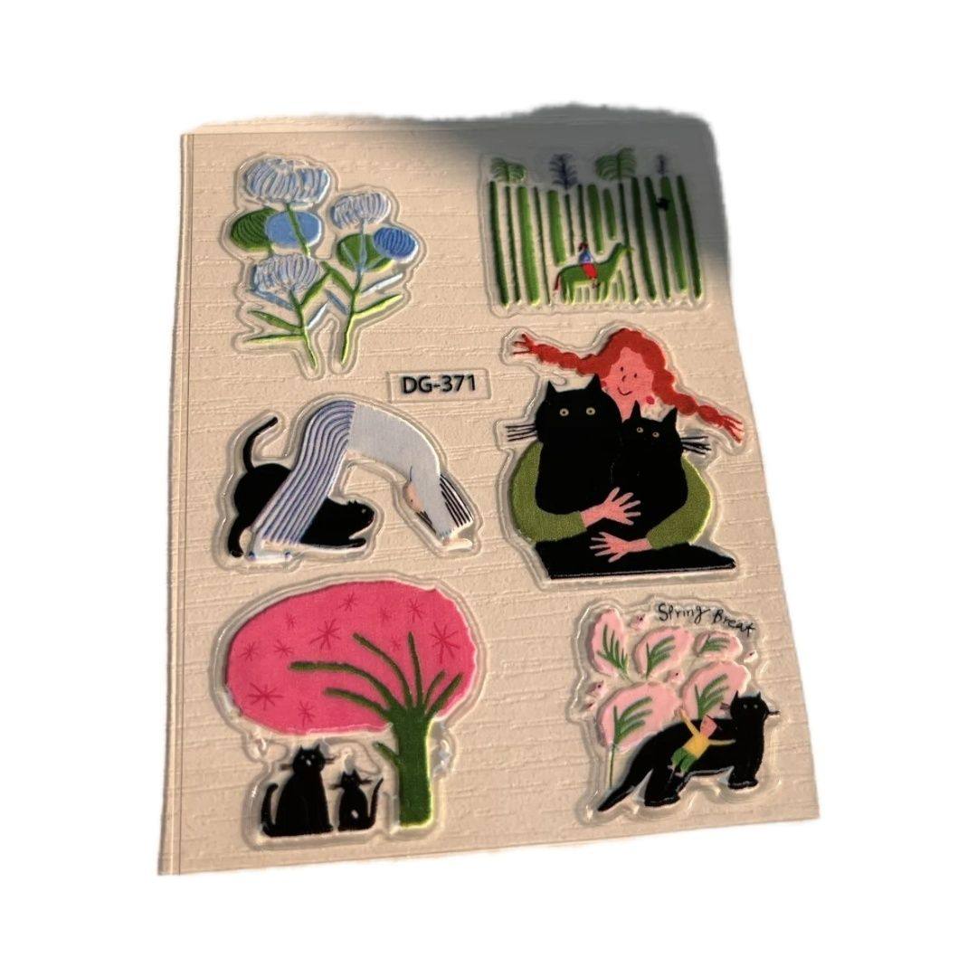 韩系可爱ins风治愈插画果冻贴纸卡通小黑猫diy电脑手机壳装饰贴纸,淘宝优惠券,粉丝福利购,淘宝优惠卷