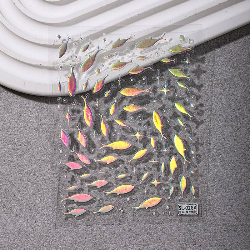 Sky新款镭射游鱼手帐胶带pet小鱼古风素材账流麻贴咕卡diy装饰贴,淘宝优惠券,粉丝福利购,淘宝优惠卷