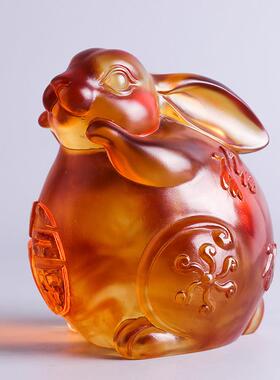 琉璃兔摆件工艺品装饰品生肖生日礼物礼品桌面小兔子文创中式家居