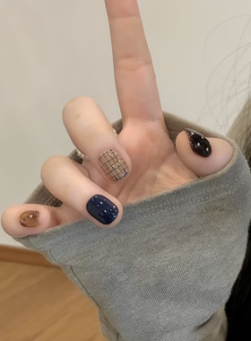 纯手工穿戴甲猫眼显白短款美甲