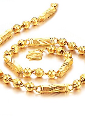 越南沙金男士黄金项链久