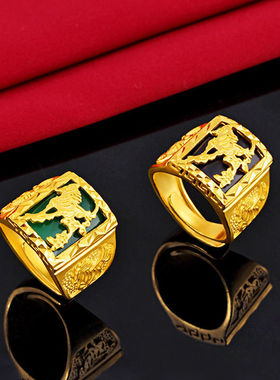 越南沙金男士戒指铜镀金