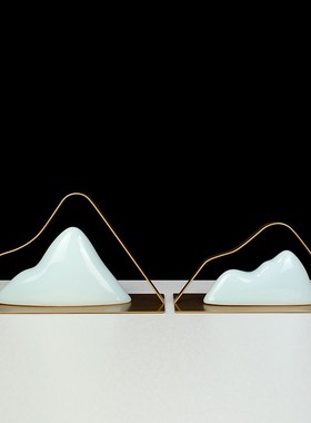 极速新中a式软装饰品样板房家居铁艺架景德镇陶瓷假山影套装桌面