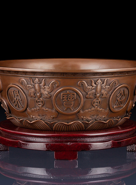 极速实心纯铜聚宝盆摆件办公室招财铜聚宝盆O客厅装饰品聚宝盆礼