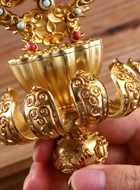 极速黄铜铸造八吉祥摆件尼泊尔工艺家F用供佛法器八宝佛像组合套
